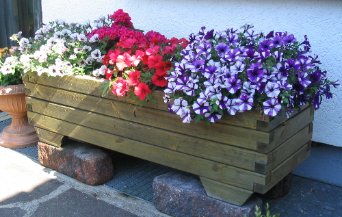 Pflanzkübel mit typischen Sommerblumen © bauen-und-gestalten.de